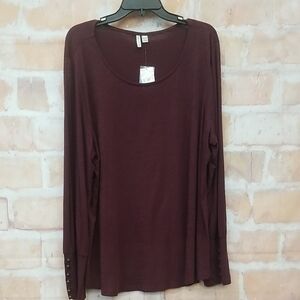 NWT Womens Size 22/24 Cato Deep Burgundy Long Sleeve Tee